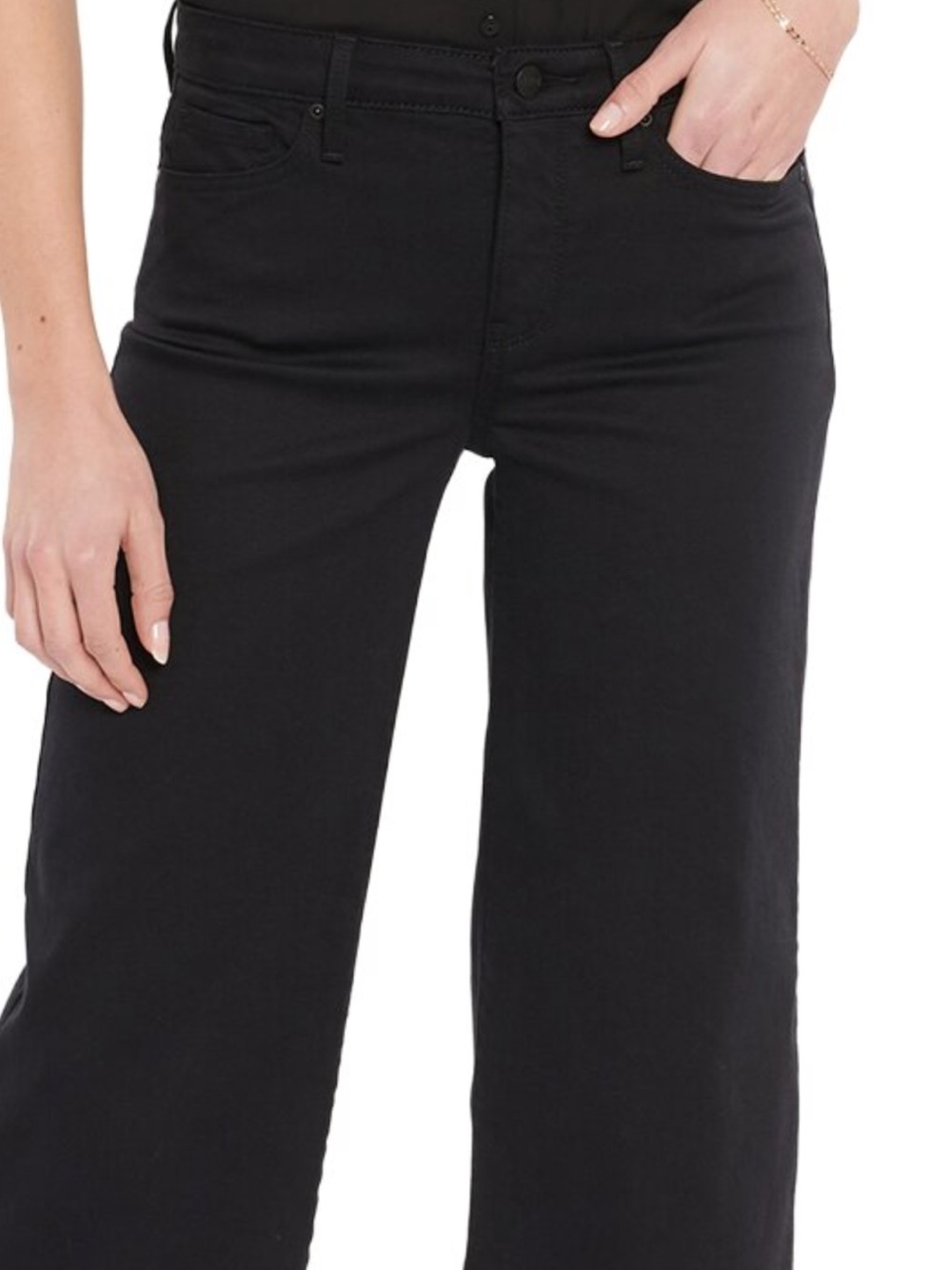 NYDJ Teresa Black Wide Leg Cuffed Jean, Size 10,  NWT